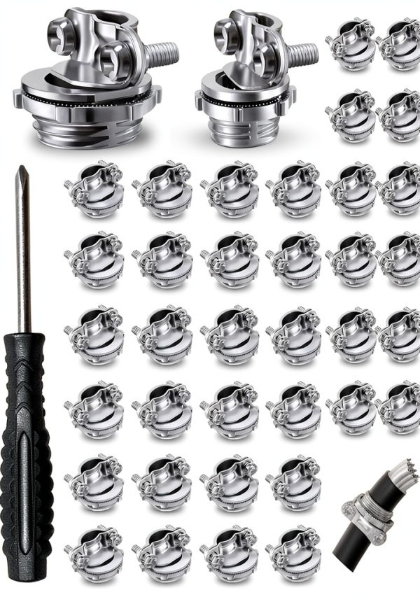 1/2 Cable Connectors Clamp by Adando Silver Zinc Clamp – 50 Pack-0